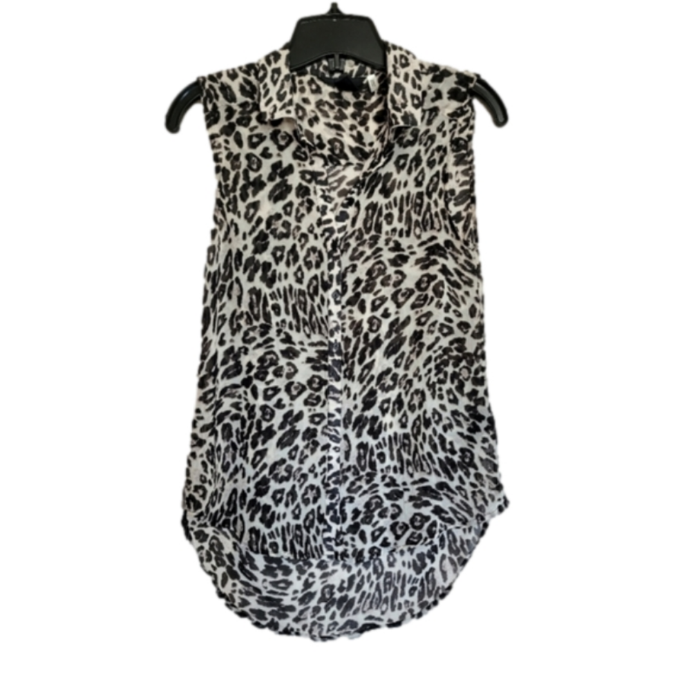 H&M Leopard Print Collared Sleeveless Top Size 4